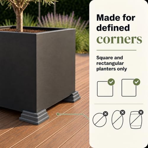 Corner Planter Feet – Pot Feet for Square & Rectangular Planter Boxes – Improves Drainage & Helps Protect Decks – UV-Stable Recyclable Plastic (8 Pack, Gray) - view 5