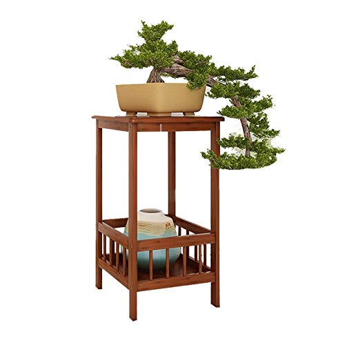 Multi-Layered Flower Shelf Floor-Standing Solid Wooden Plant Stand Plant Storage Rack with Guardrail 2 Layer