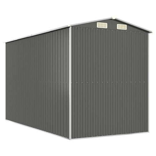Garden Shed, Large Galvanized Steel Storage with Sliding Doors, Light Grey, 75.6 x 140.6 x 87.8 Inches, for Outdoor Tools and Gardening Supplies - view 6