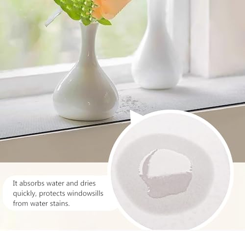 Absorbent Window Sill Protector for Plants, Non Slip Window Sill Mat Casement Protective Cover, Diatomaceous Earth Bay Window Cushion for Balcony(White,100x10cm/39x4inch) - view 3