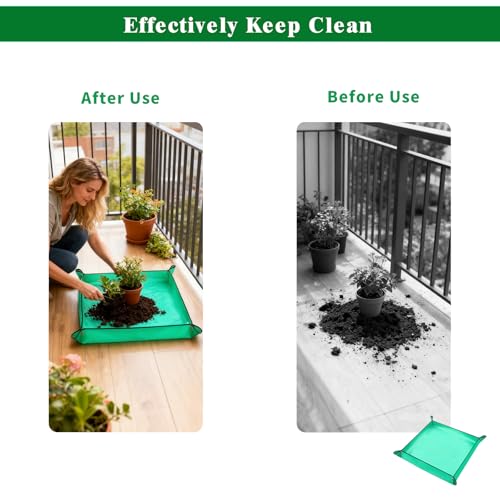 Green Repotting Mat, 3 Pack 26.8x26.8 Inch PE Waterproof Mat for Plants - view 4
