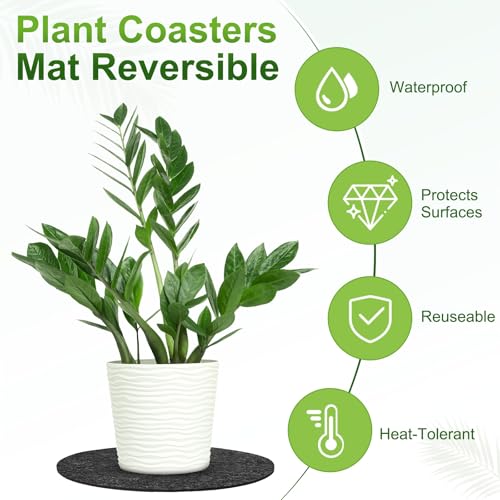 3-Pack Plant Coasters Mat Reversible, 12 Inch Felt Round Absorbent Fabric Plant Pot Saucers for Gardening/Indoor/Outdoor Pots, Waterproof Coaster Mats [Gray] - view 2