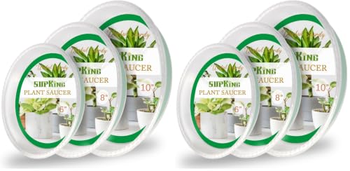 18 Pack Plant Saucers (6inch /8inch /10inch), Heavy Sturdy Plant Trays Pot Tray for Indoor Clear Plastic Flower Pot Saucers Thicker Plant Water Drip Trays for pots- Clear