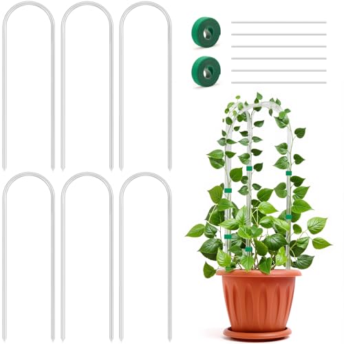 6 Pack U-Shape Acrylic Plant Trellis for Indoor Climbing Plants, 16 Inch Small Plant Trellis, Potted Plant Climber Support for Pothos, Vine Ivy, Houseplant