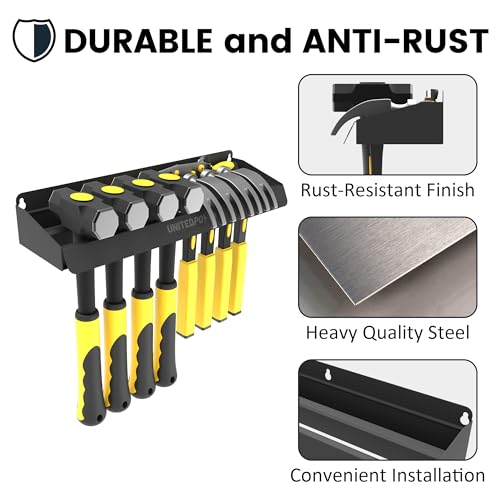 Hammer Holder, Wall Mount Storage Rack Organizer for Workshop, Shed, Garage, Home, Fit Most of Hammer or Small Tools - view 3