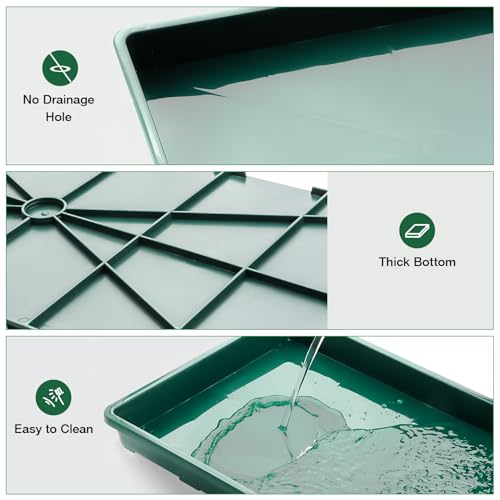 1020 Nursery Pots Trays 5 Pack, Plastic Flat Seed Starter Trays, Durable Seedling Potting Tray for Carrying and Holding Planting Pot (Green) - view 3