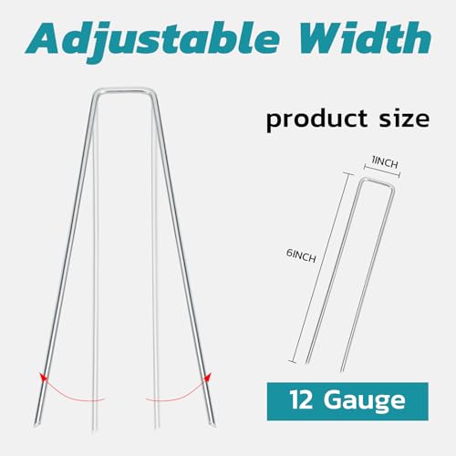 Landscape Staples 6 Inch 25 Pack, Anti-Rust Garden Staples Stakes Landscape Fabric Pins for Weed Barrier Tent Drip Irrigation Tubing Ground Lawn Cover - view 3