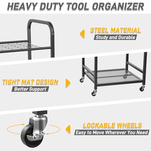 Garden Tool Organizer Stand, Yard Tool Storage Rack with Wheels - view 4