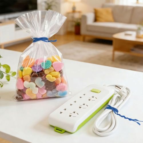 200 PCS Twist Ties for Plants, 7.8 Inch Garden Twist Ties Reusable Blue Cable Tie with Rugged Metal Innercores for Bread Cake Pop Candy Bags Cable Organization Christmas Tree Gardening Decor - view 5
