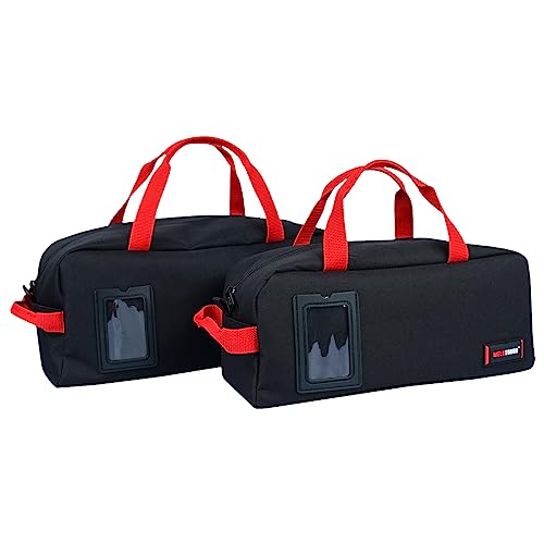 Tool Tote Bag Canvas Tool Storage Bag Combo Kit-Includes 1 Medium & 1 Big Toolbag for Electrician,Mechanic,Construction,HVAC (Black)