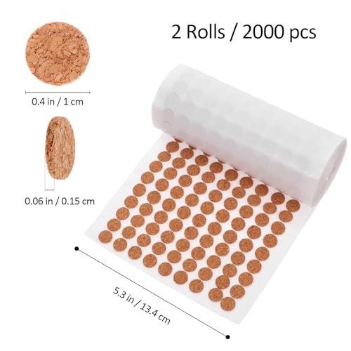 2000Pcs Self Adhesive Felt Furniture Pads, 3/8 Inch Cabinet Door Bumper Cabinet Door Protector Felt Pads Furniture Sticker Cork Round Bulk 0.05" Thick for Coaster Plants Crafts Drawer Table Kitchen - view 4