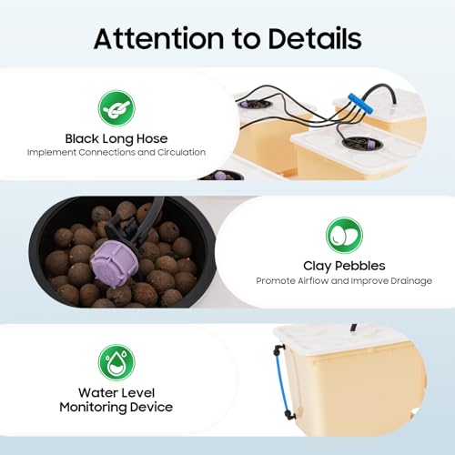 Bucket Drip Growing System, 5 Hydroponic Plant Buckets Kit Top Feed Drip Hydroponics Growing System, Indoor Outdoor Recirculating Deep Water Culture Hydroponic Bucket System Gardening Supplies - view 4