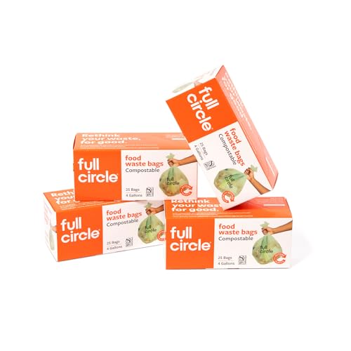 Compostable Bags for Food Waste – 4-Gallon Size, 100ct, 4 Boxes of 25 – Plant-Based, Tear and Leak-Resistant Compost Bags