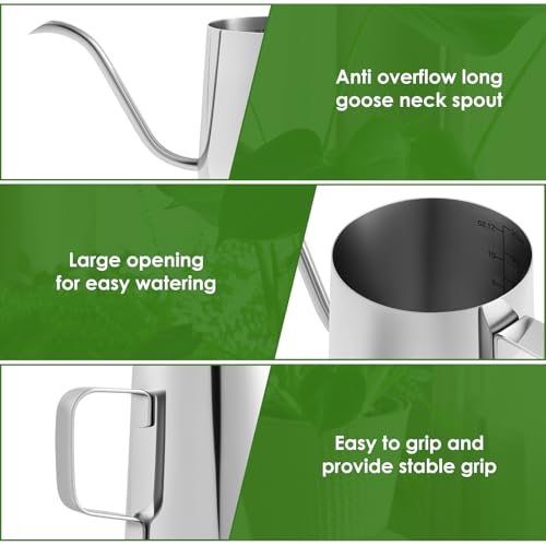 Small Stainless Steel Watering Can for Indoor Plants, 12oz/350ml Mini Plant Watering Pot with Long Spout & Ergonomic Handle for Houseplants, Succulents & Bonsai - view 5