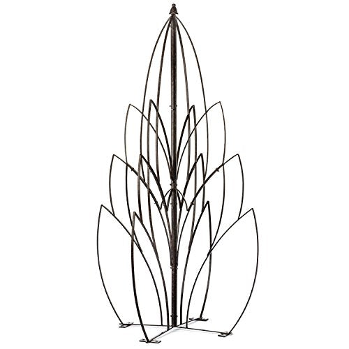 Lotus Bud Iron Obelisk Trellis for Climbing Plants, 69” Heavy Duty Garden Support with Ground Stakes, Outdoor Yard Art for Roses, Clematis, Patio & Courtyard - view 6