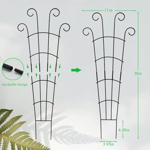 30 Inch Trellis for Climbing Plants Indoor 3 Pack Indoor Plant Trellis for Potted Plants Metal Garden Trellis for pots Indoor Outdoor for Monstera Pothos Vine Ivy Hoya(30inch Black) - view 2