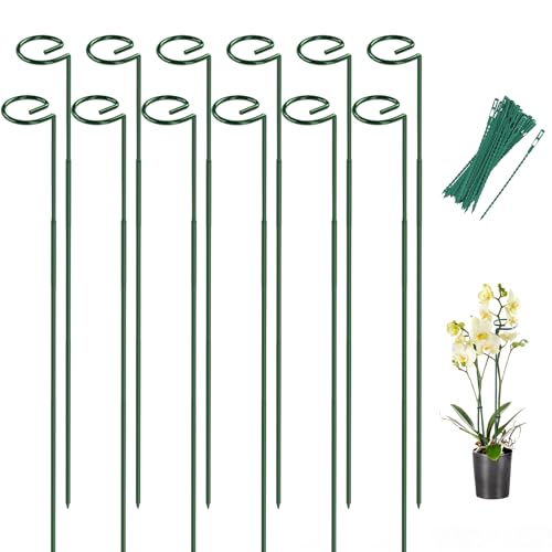 12 Pack 23.6 In Metal Plant Stakes, Plant Support Stakes with 15 Twist Tie