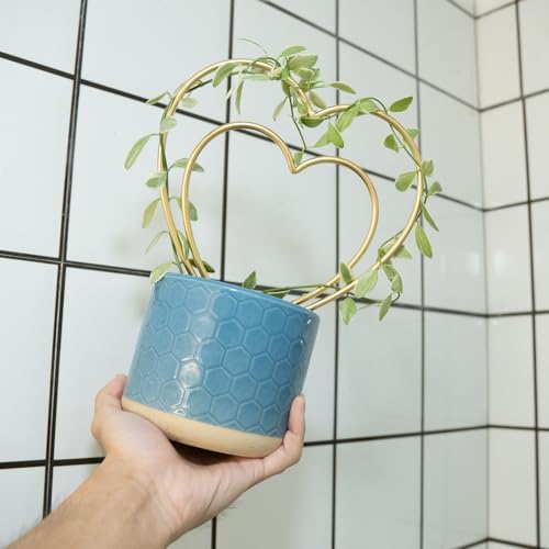 Indoor Plant Trellis Set of 3 - Mini Gold Heart-Shaped Frames for Climbing Houseplants, Hoya, Ivy, and Pothos - Small Potted Plant Support for Indoor and Outdoor Use - view 6