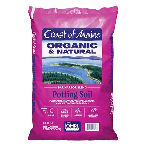 Organic & Natural Bar Harbor Blend Potting Soil - Organic Soil w/Perlite for Enhanced Drainage & Aeration - for Flowers, Herbs & Veggies, Floral Baskets & Container Gardening (2CF)