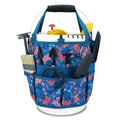 Bucket Organizer 5 Gallon 18-Pocket Tool Bucket Bag with 6 Hooks, Gardening Tool Holder Caddy for Gardeners, Outdoor Yard Work, Soil Plant Flower Gardening Accessories with Grip Pad, Blue