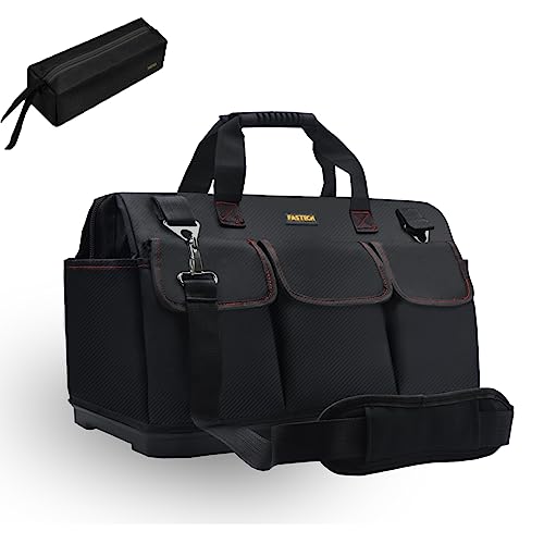 20-inch Heavy Duty Bottom Tools Bag with Wide Mouth for Tool Storage, Carrier and Organizer, Tool Bag for Men, Wide Mouth Tool Bags with Inside Pockets (20 Inch)