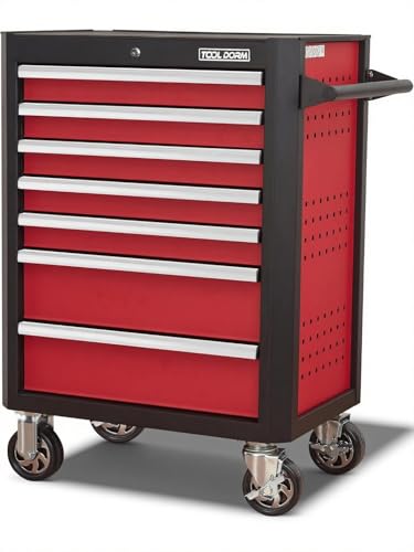 Upgrade 7-Drawer Rolling Tool Chest with Locking Wheels & Drawers, 18.5" D x 27.9" W x 39.5" H Mobile Tool Storage Cabinet, Heavy-Duty Garage Organizer w/Ergonomic Handle
