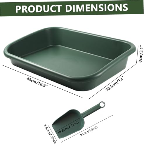 Potting Trays for Plants Gardening Tray with Shovel 16.5x11.4 Inch Thickened Waterproof Mat for Repotting Seeding & Soil Mixing Keeps Balcony & Desk Clean Green - view 3