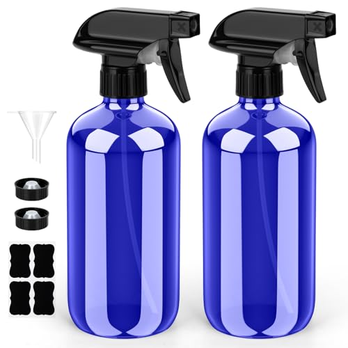 Glass Spray Bottle 8 oz for Cleaning, Plants (2 Pack, Blue)