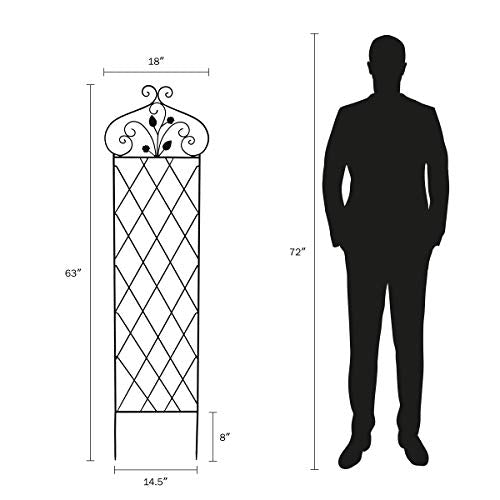 Garden Trellis for Climbing Plants - 63-Inch Decorative Lattice Metal Panel for Vines, Roses, Vegetables, Berries, and Flowers (Black) - view 4