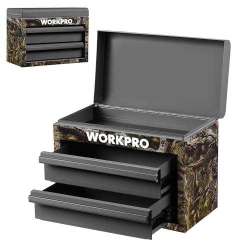Metal Mini Tool Box with 2 Drawers and Top Storage