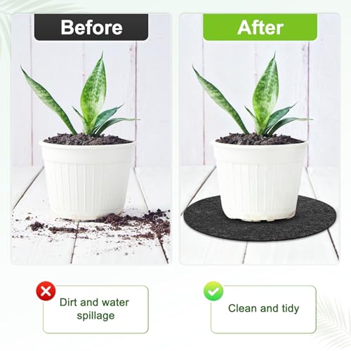 3-Pack Plant Coasters Mat Reversible, 12 Inch Felt Round Absorbent Fabric Plant Pot Saucers for Gardening/Indoor/Outdoor Pots, Waterproof Coaster Mats [Gray] - view 4