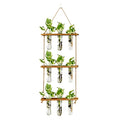 Wall Hanging Propagation Station with Wooden Stand Glass Test Tubes Tiered Planters Wall Terrarium for Home Office Plant Hanger Flower Vases Wall Decor Hydroponic Cuttings (9 Tube Vases)