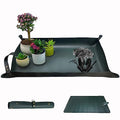 Thickened Leather Plant Repotting Mat, Indoor and Outdoor Potting Mat, 30" x 18" Foldable Tray with Mess Control (Dark Green)