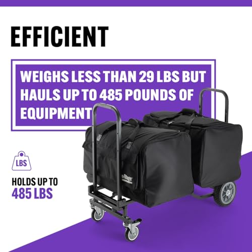 On-Stage UTC2200 Utility Cart (Rolling Dolly Handcart, Heavy-Duty Transportation, 485 Pound Weight Capacity, Load in and Load Out Equipment, Adjustable Length, Folding Handles, Locking Casters) - view 6