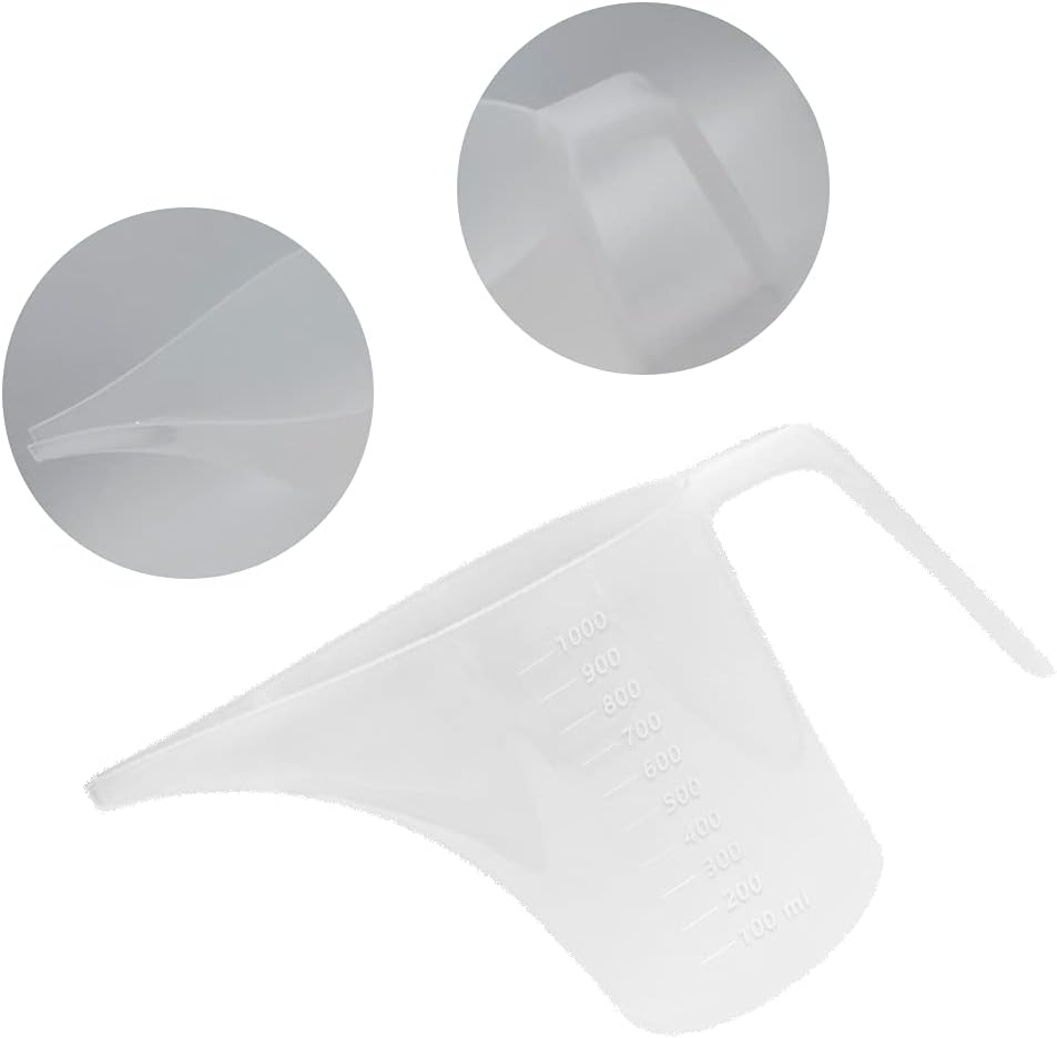 4 Pack Plastic Funnel Pitcher,Measuring Cup with Long Spout,Large Capacity Easy Pour Cup,Perfect for Bakeware Mold,Oils,Watering Plants(1000ml) - view 4