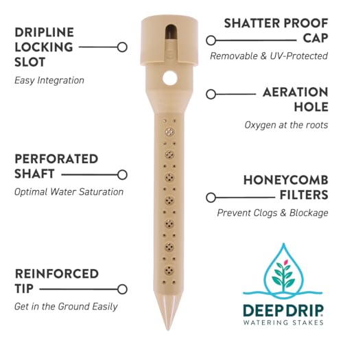 8 in. Garden Watering Stake (4 Pack) (Tan) | UV-Protected ABS Plastic Deep Root Irrigation Spike for Flowers, Fruits, Vegetables, Potted Plants - view 6