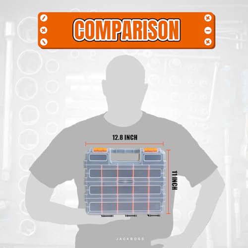 Tool Box with Transparent Lid, Double Side 34-Compartments Organizer Box with Removable Dividers for Hardware, Screws, Bolts, Nails, Beads, Jewelry and Fishing Accessories, Orange, 2 Pack - view 5
