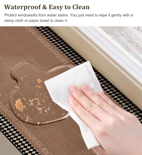 Window Sill Mat Decorative Window Sill Protector for Cats Dogs Plants, Waterproof Windowsill Cushion Cuttable, Bay Window Cover Balcony Window Sill Liner(130x35cm(51x14in)) - view 4