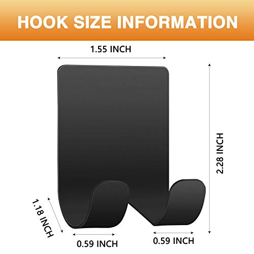 Razor Holder Shaver Hook Hanger Stand Caddy (4 Pack) Self Adhesive Stick on Hook Heavy Duty Stainless Steel Phone Holder for Shower, Tools for Hanging Washcloth Towel Loofah for Bathtub Wall, Black - view 2