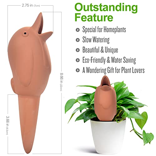 4 Pack 8oz Decorative Terracotta Birds Self Watering Spikes for Small Indoor Plants Vacation Auto Water Device Stakes(Birds) - view 3
