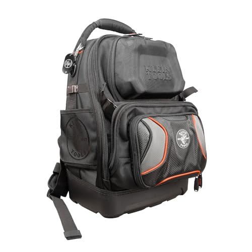 55485 Tool Bag Backpack, 48 Pockets, Black/Orange/Gray