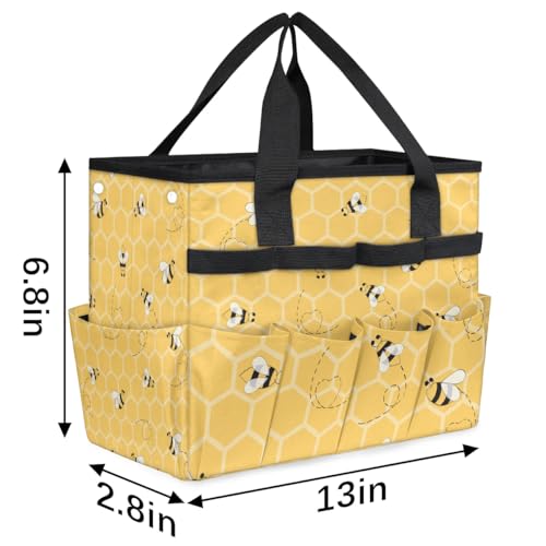 Garden Tote Bag with Pockets Honeycomb Gardening Bags for Tools Organizer Heavy Duty Storage Bag with Handle for Lawn Yard Casual - view 3