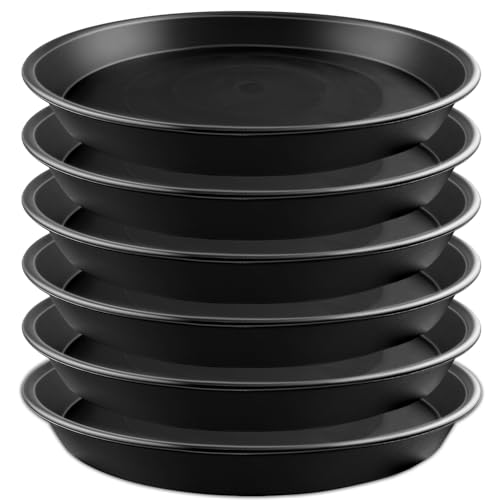 6 Pack 12 Inch Black Plant Drip Trays, Heavy Duty PP Saucers for Pots