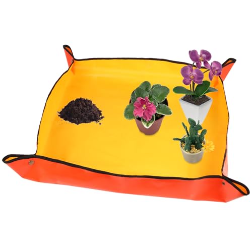 30" X 30" Large Plant Repotting Mat for Indoor Plants Potting Soil, Foldable Waterproof Plant Repotting/Potting Tray, Portable Potting Mat Gardening Tray for House Plants (Medium 30 X 30" (Orange))