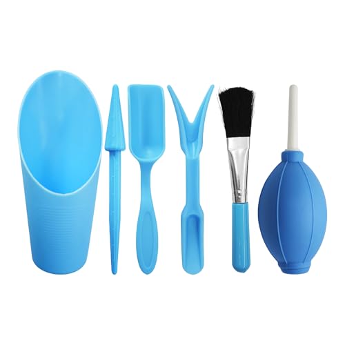 6Pcs Mini Succulent Tools Set, Garden Hand Tools Kit for Indoor Plant Care, Succulent Bonsai Miniature Garden Tool Set, Small Gardening Tools for Transplanting Digging Planting, Blue