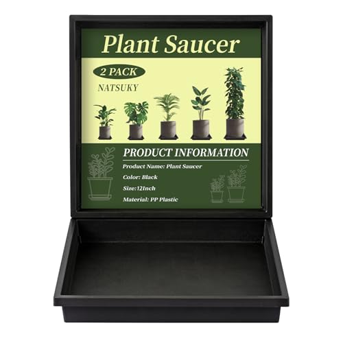 Square Plant Saucer 12 Inch 2 Pack Tray Plastic Pot for Outdoor