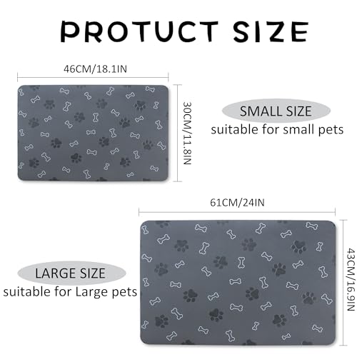 Pet Cat Dog Food Mat Non Slip Mat for Dog Water Bowl Mat Quick Dry Absorbent Cat Feeding Mat, 18.1 * 11.8 in, Dark Grey - view 6