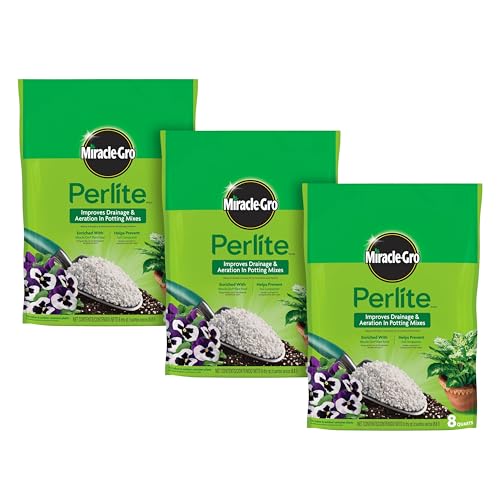 Miracle-Gro Perlite - Enriched with Plant Food, Improves Drainage and Aeration in Potting Soil Mixes, For Container Plants, 8 qt. (3-Pack)