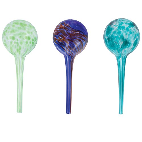 3-Piece Mini Watering Globe Set, Colorful Hand-Blown Glass Plant Watering System - view 2