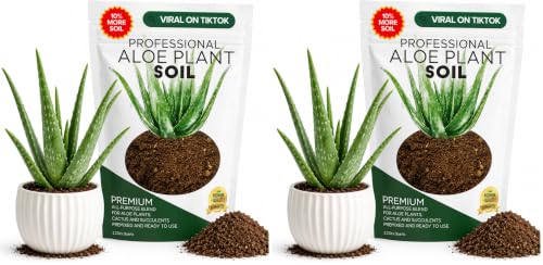 Professional Aloe Plant Soil Mix Large 2.2 Quarts Ready to Use, Premium Potting Soil for Aloe Vera Cactus Succulent Plants, Fast Draining Blend Pinebark Peat Course Sand Indoor Made in USA (Pack of 2)